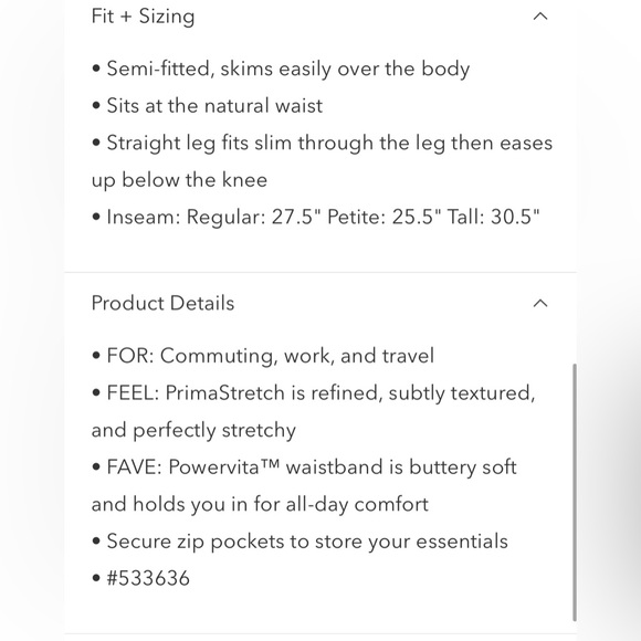 NWT-Athleta Black High Rise Endless Pant, Size 8 Petite - Picture 10 of 13